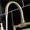 Kingston Brass Indstrl Style Wheel Handle Bridge Bathroom Faucet W/Pop-Up Drain, Brass KS2177RX - alternate 6